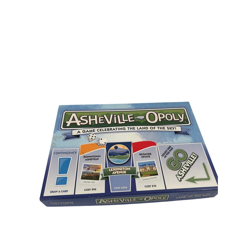 Late For The Sky Asheville-Opoly Board Game Blue North Carolina Theme Unisex